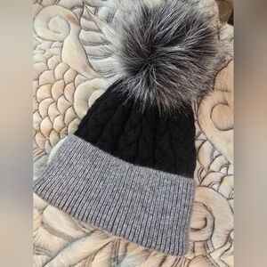Adrienne Landau  Gray and Black Knit Beanie